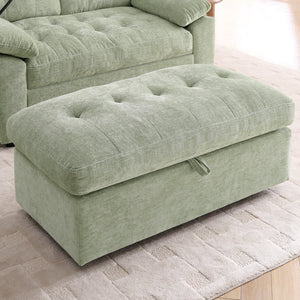 English Elm Leisure Chenille Two Seat Reclining Sofa with Usb Port Storage Ottoman Padded Armrests Cyan W487S00517