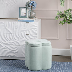 Crestview Collection Modern Seafoam Chenille Ottoman With Hidden Storage And Floral Design For Stylish Living Spaces Green Solid Wood Evfzr4341lblu