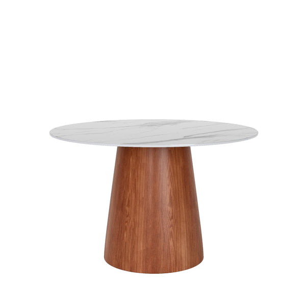 English Elm Small Round Solid Wood Pedestal Dining Table, 39" - Elegant White & Walnut Design For Cozy Spaces T3833S00036-GIGA