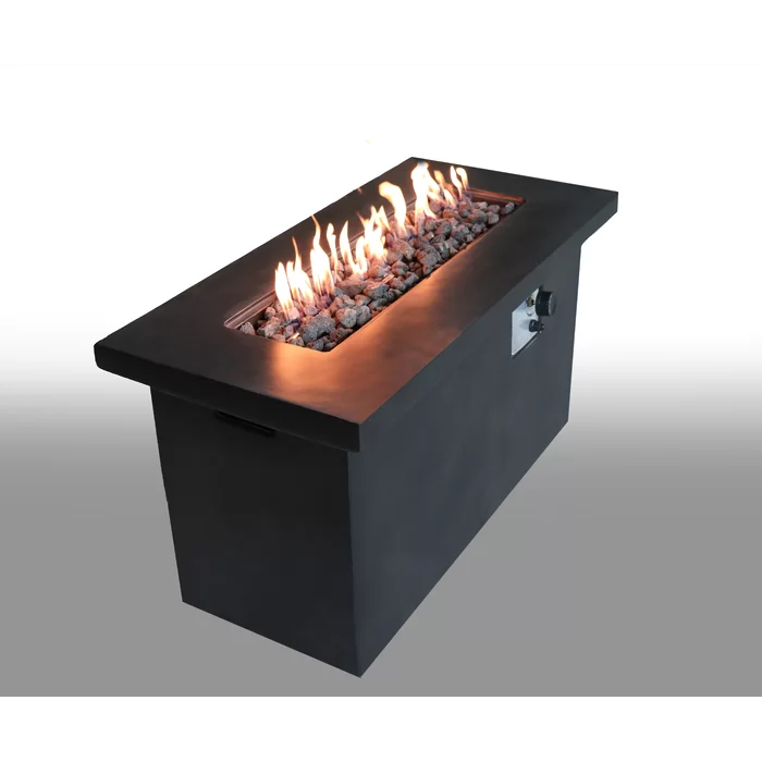English Elm 24'' Concrete Outdoor Fire Pit Table with Push Button Ignition and Dual Fuel Design B120P203750