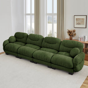 English Elm Pleated Chenille Modular Sofa with Ergonomic Foam Cushions and Sculptural Curved Armrests Green W5656S00052