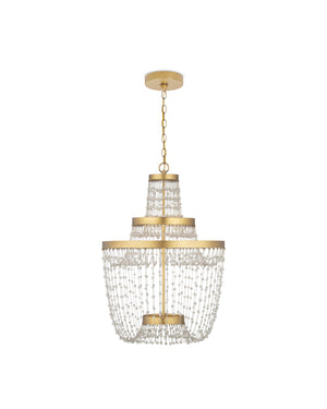 Currey & Company Mademoiselle Medium Chandelier - Elegant Glass Bead Design In Gold Leaf Finish For Stunning Ambiance Brass Glass Beads ,Wrought Iron 9000-1305-currey-company