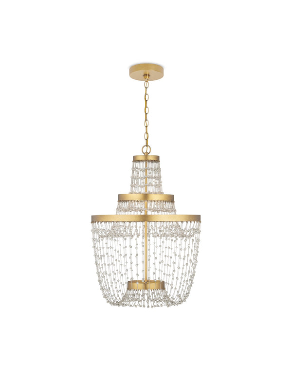 Currey & Company Mademoiselle Medium Chandelier - Elegant Glass Bead Design In Gold Leaf Finish For Stunning Ambiance Brass Glass Beads ,Wrought Iron 9000-1305-currey-company