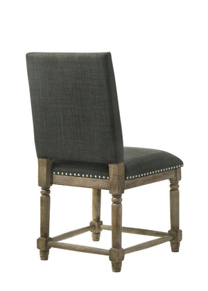 English Elm Ettore Gray Fabric Dining Chairs with Bronze Nailhead Trim and Reclaimed Wood Legs Set B2749P413184