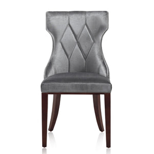 English Elm Reine Wood Upholstered Dining Chair with Solid Beech Frame, Velvet Stitch Detail, 300 lb Capacity Grey B365P397829