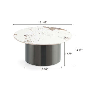 English Elm Alondra Modern Coffee Table With Sintered Stone Top & Black Stainless Steel Base For Stylish Living B365S00055