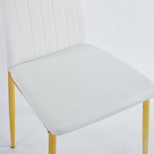 English Elm Chair Chair Set Of 4 With Elegant Golden Legs And Stylish White Seats For Modern Dining And Living Spaces W234P302684