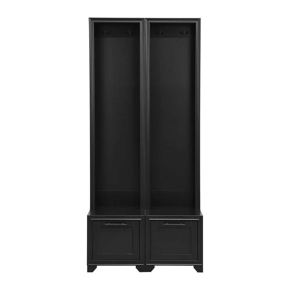 English Elm On-Trend Elegant 3-In-1 Hall Tree Set Of 2 - Stylish Entryway Coat Rack With Bench & Storage Drawers N721P249242B