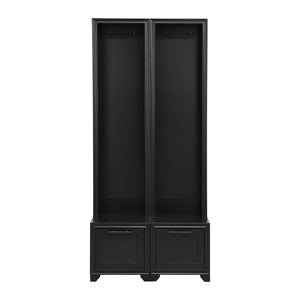 English Elm On-Trend Elegant 3-In-1 Hall Tree Set Of 2 - Stylish Entryway Coat Rack With Bench & Storage Drawers N721P249242B