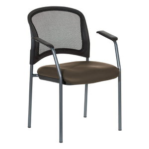 OSP Home Furnishings Progrid Mesh Back Stackable Chair with Titanium Frame for Conference Rooms Java 86710R-R102
