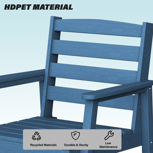 English Elm 7-piece Outdoor Dining Set with Spacious 75" HDPE Table, Aluminum Legs and Waterproof Chairs, Durable Dark Blue T3898S00003