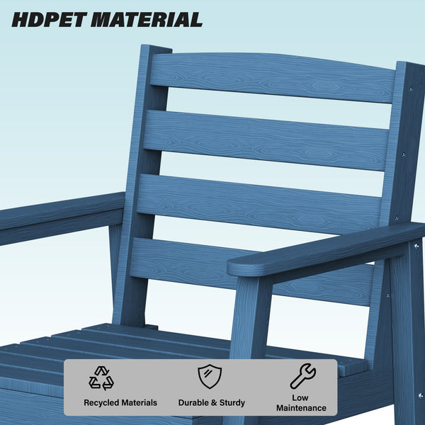 English Elm 7-piece Outdoor Dining Set with Spacious 75" HDPE Table, Aluminum Legs and Waterproof Chairs, Durable Dark Blue T3898S00003