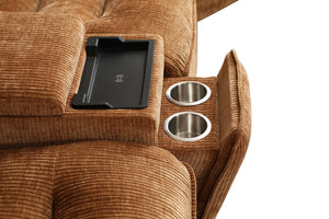 English Elm Emmy Orange Chenille Power Sectional Sofa with Console, USB Type-C/A, Wireless Charge, Zero Gravity Recline B2726S00396