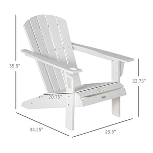 English Elm Outsunny Adirondack Chair With Integrated Cup Holder, Durable Hdpe Lounger For Patio & Garden Fun W2225P217572-GIGA