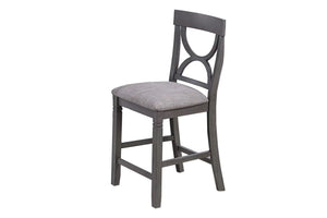 English Elm Counter Counter Height Dining Set with Oak Veneer Round Table, Padded Curve-Back Chairs & Storage Gray 48 L x 48 W x 16 H B011P145834