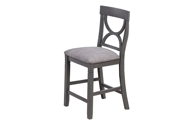 English Elm Counter Counter Height Dining Set with Oak Veneer Round Table, Padded Curve-Back Chairs & Storage Gray 48 L x 48 W x 16 H B011P145834