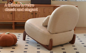 English Elm Cute Faux Leather Armless Accent Chair Solid Wood Legs Cushioned Seat Modern Cream W2105P440975