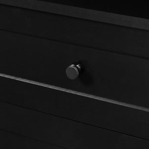 English Elm Black Triangle Tall Cabinet with 3 Drawers, Adjustable Shelf, Painted MDF, Anti-Tip, Stylish Storage N725P247409B