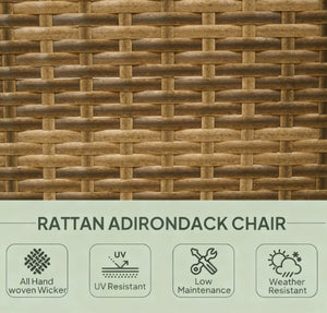 English Elm Soft Cushioned Wicker Adirondack Patio Chair with Tall Curved Back and Wide Armrests T3971P417331