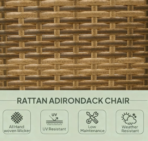 English Elm Soft Cushioned Wicker Adirondack Patio Chair with Tall Curved Back and Wide Armrests T3971P417331