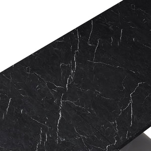 English Elm Modern Rectangle Dining Table - Stretchable Black Marble Top With X-Shape Mdf Legs & Metal Base W757P242762