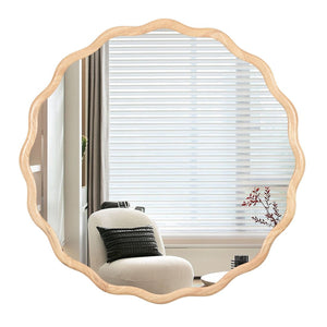 English Elm Solid Wood Wavy Mirror - Stunning 36" Wall Decor For Any Room, High-Def Reflection & Durable Design W1445P189556-GIGA