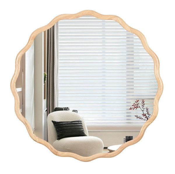 English Elm Solid Wood Wavy Mirror - Stunning 36" Wall Decor For Any Room, High-Def Reflection & Durable Design W1445P189556-GIGA