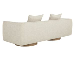 Sunpan Mattis Sofa - Modern Elegance In Santa Cruz Oatmeal With Light Oak Veneer For Timeless Style Taupe Fabric 112035
