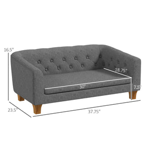 English Elm PawHut Elevated Dog Sofa Bed for Small/Medium Dogs up to 44 lbs, Removable Cushion, Slip-Resistant Wood Frame W2225P229365