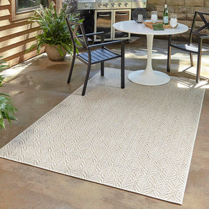 Unique Loom Outdoor Trellis Deco Trellis Machine Made Trellis Rug Taupe, Ivory 5' 3" x 8' 0"