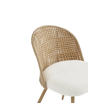 English Elm Wicker Rattan Dining Chair Set of Two with Foam Cushion Bohemian Kitchen Seating W3590P453805