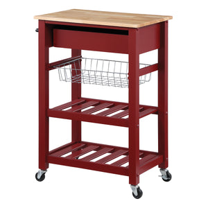 OSP Home Furnishings Hampton Kitchen Cart Red Red