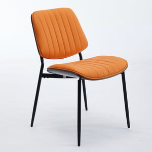 English Elm A&A Mid Century Dining Chair Set of 2 with Curved Ergonomic Walnut Back Upholstered Seat and Metal Legs W1143P191788 W1143P191788