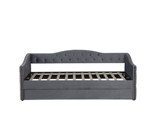 English Elm Twin Size Upholstered Daybed With Trundle & Usb Charging – Stylish Velvet Frame For Space-Saving Comfort W1670S00024-GIGA