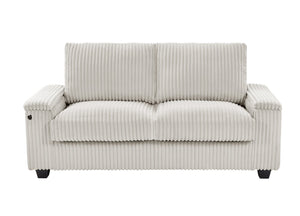 English Elm 71" Loveseat Plush Corduroy Small Sofa with Armrest Storage, USB Port, Solid Wood Frame, Beige W542P210606