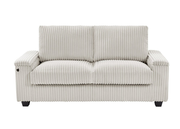 English Elm 71" Loveseat Plush Corduroy Small Sofa with Armrest Storage, USB Port, Solid Wood Frame, Beige W542P210606