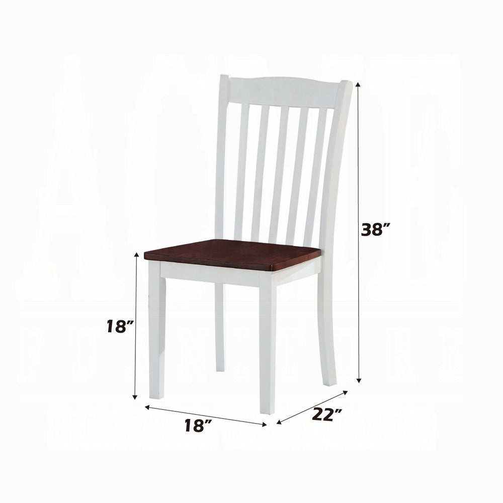 English Elm White White and Walnut Finish Modern Side Chairs Set of 2pc — Space-Saving Wooden Dining Seats, Transitional Design B2741P325722