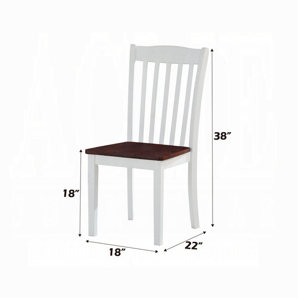 English Elm White White and Walnut Finish Modern Side Chairs Set of 2pc — Space-Saving Wooden Dining Seats, Transitional Design B2741P325722