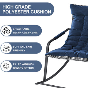 English Elm Rocking Ergonomic Lounge Recliner with Storage & Cushions, All-Weather Breathable Comfort for Patio Blue W2699P324194