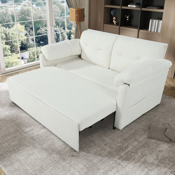 English Elm (old: W3163p269700) Convertible Chenille Sleeper Loveseat with Queen Pullout and Rolling Casters Beige W3163S00099