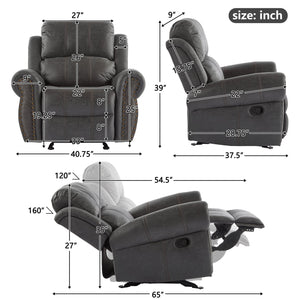 English Elm Christopher Knight Home® - 40.75" Wide Suede Manual Glider Recliner Chair with Rolled Arms, Microfiber Comfort & Infinite Positions Slate N763P264499E