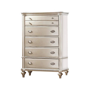 English Elm Silver 5-Drawer Chest of Drawers 39"x18"x56" — Elegant Champagne Finish, Modern Plywood Storage Piece B011P360173