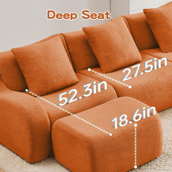 English Elm L-Shaped Teddy Fabric 2-Seat Sofa - Ergonomic, No Assembly, Cloud-Like Comfort For Any Space W714S01447