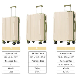 English Elm Luggage Set 3 Piece Abs Hard Shell Expandable Suitcase with Tsa Lock Spinner Wheels White+Green N730P296765I