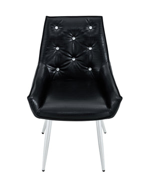 English Elm Crocodile Textured Pu Leather Accent Chair Diamond Tufted with Chrome Metal Legs W3493P456316