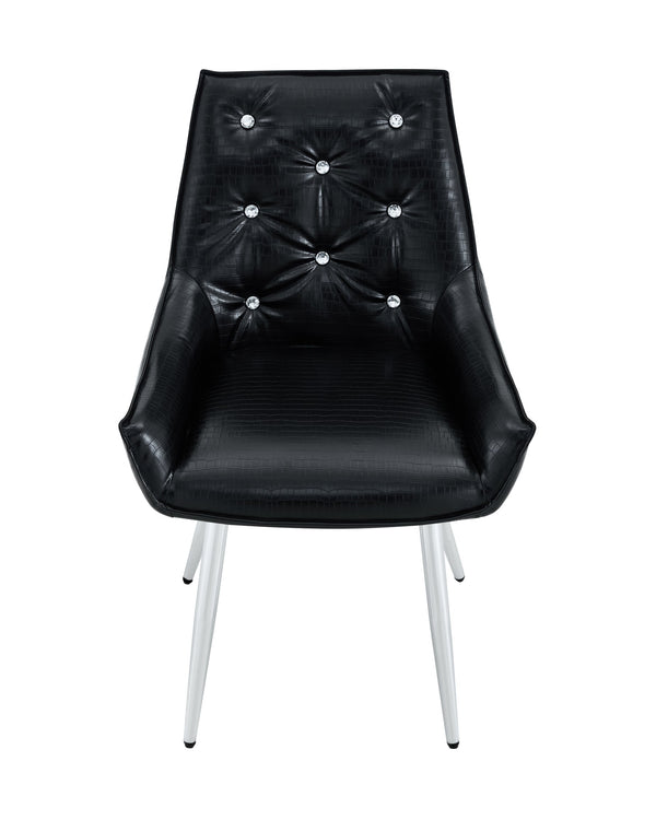 English Elm Crocodile Textured Pu Leather Accent Chair Diamond Tufted with Chrome Metal Legs W3493P456316