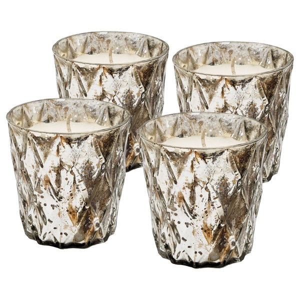 English Elm S/4 Scented Soy Wax Candle - Elegant Earl Grey Aroma In Textured Glass, 50-Hour Burn For Relaxation W2078P242122-GIGA