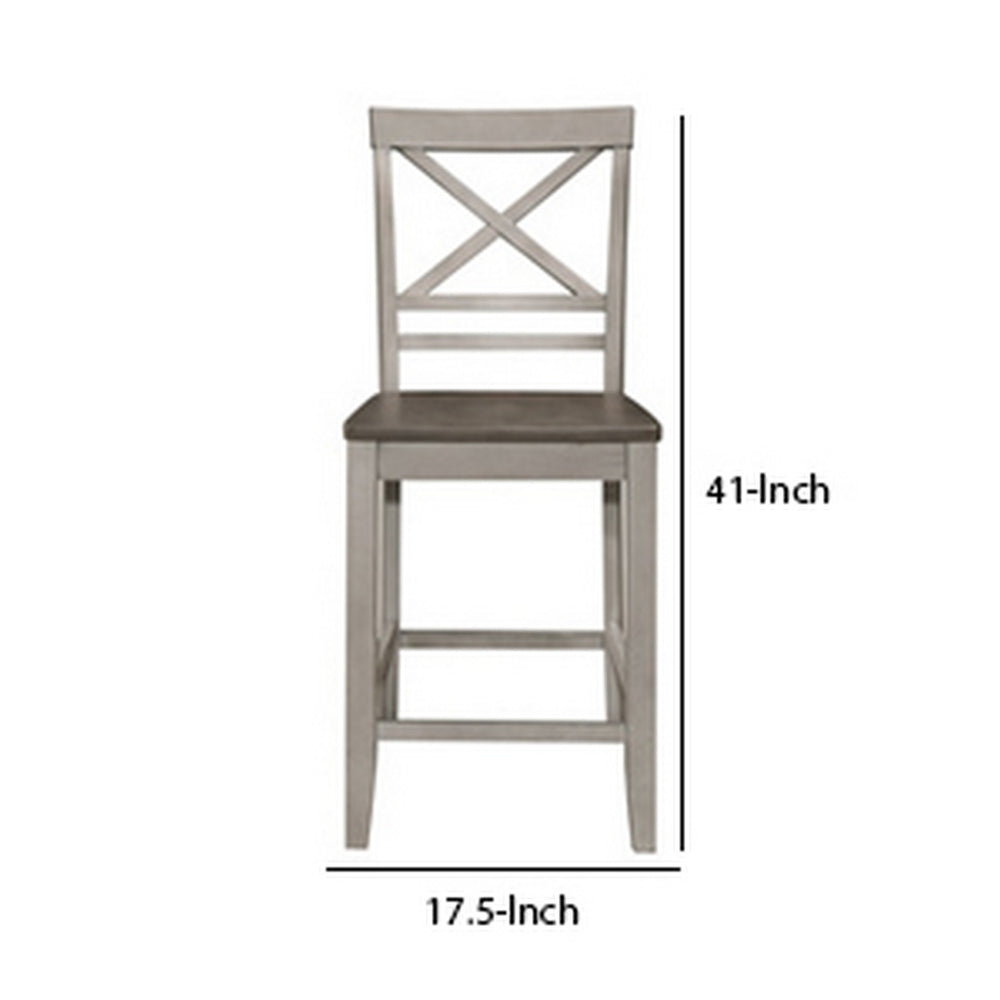 English Elm Farmhouse Swivel Barstools with X Back Solid Wood Frame for Kitchen Islands Set of 2 B056P416837