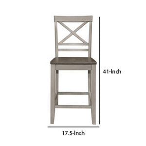 English Elm Farmhouse Swivel Barstools with X Back Solid Wood Frame for Kitchen Islands Set of 2 B056P416837