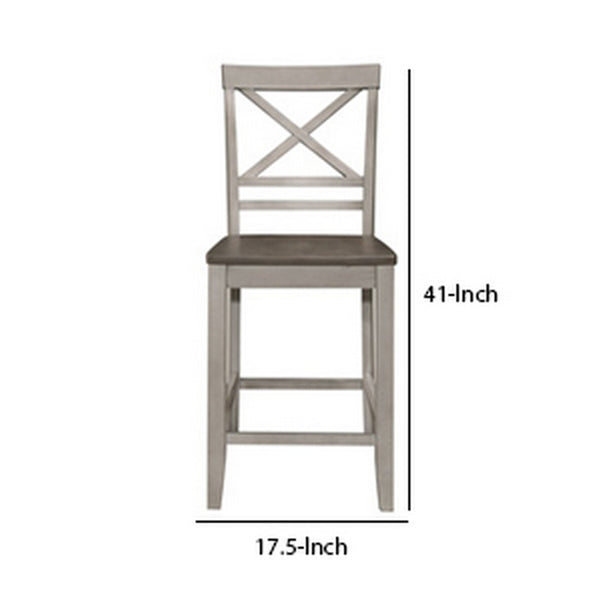 English Elm Farmhouse Swivel Barstools with X Back Solid Wood Frame for Kitchen Islands Set of 2 B056P416837